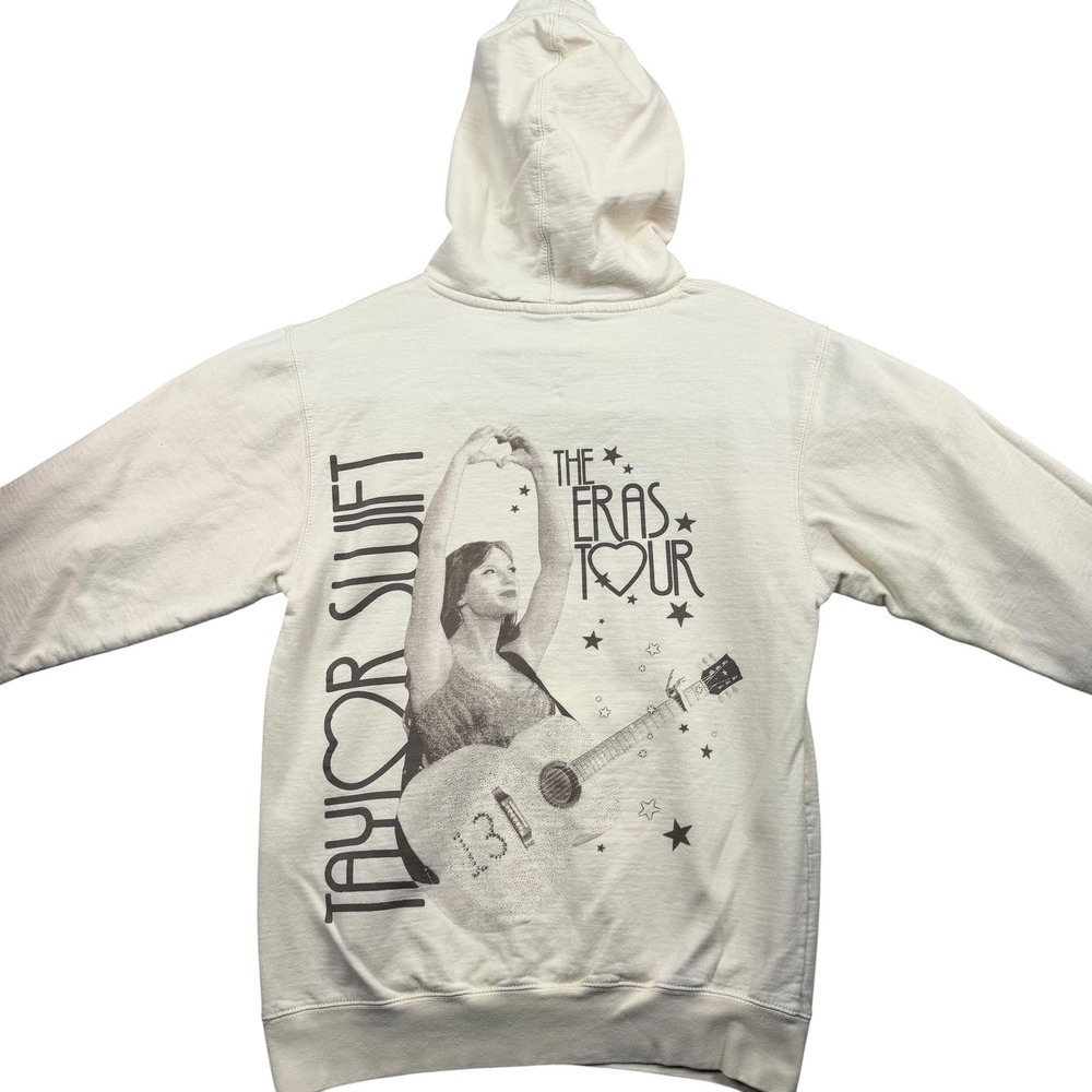 Taylor Swift Hoodie Unisex Small Cream Eras Tour Concert Graphic Sweatshirt